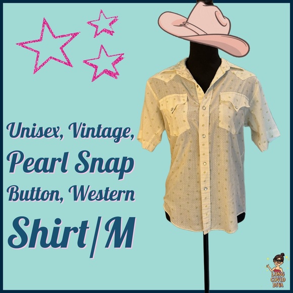 Unisex, Vintage, Pearl Snap Button, Western Shirt/M - Picture 1 of 15